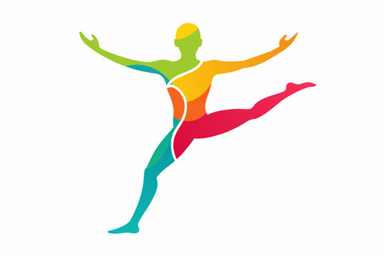 colorful yoga girl silhouette vector illustration