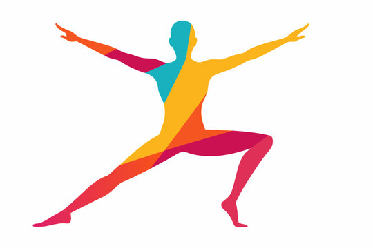 colorful yoga girl silhouette vector illustration
