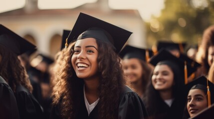 Capturing the Vibrant Spirit of Graduation: Diverse Students Celebrating Academic Achievement and Positive University Experiences with Joy and Pride