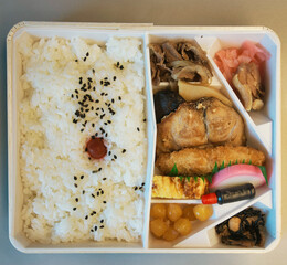 Tokyo, Japan - March 22, 2024: Closeup of lunch box sold at a station
