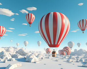 Obraz premium Red hot air balloon ready for take off,generative ai