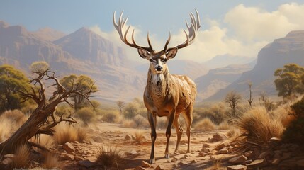 Naklejka na ściany i meble Realistic The Flash themed deer in the desert ambiance