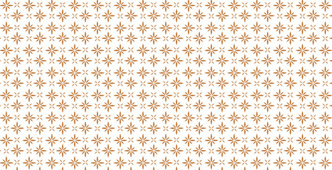 Golden vector seamless pattern with small diamond shapes, floral silhouettes. Simple texture.