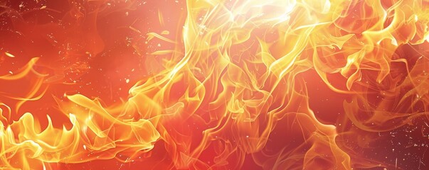 A fiery blue and orange background with a long, curving flame