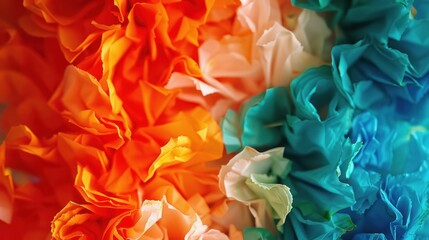 Vibrant gradient background with lush paper textures transitioning from warm to cool tones. Color...