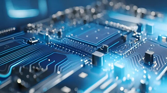 Blue futuristic circuit board