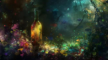 Fotobehang Lost in the maze of complexity, find simplicity in the ritual of pouring from the vine bottle.  © umair