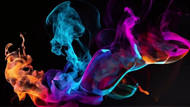 Colorful smoke on balack background.