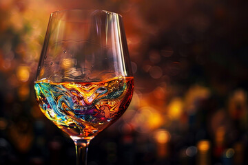 In the dance of vine leaves and swirling hues, discover the symphony of taste in a glass of wine.
 - obrazy, fototapety, plakaty