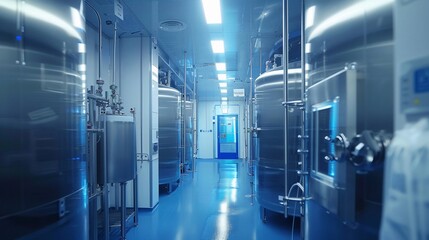 Bioreactor Cultivation, bioreactor system in a biotechnology facility, generative AI