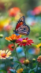 Butterfly Garden, garden filled with blooming flowers and fluttering butterflies, generative AI