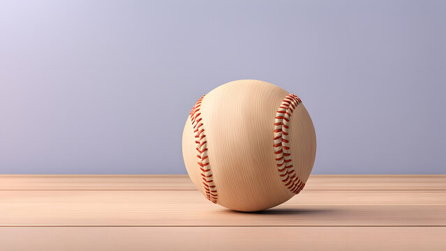 3D Baseball Ball Wooden Design Fitting Element for Athletic Competition and Sport Championship Banners
