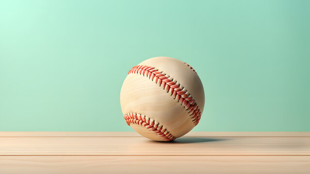 3D Baseball Ball Wooden Illustration Ideal for Athletic Championship and Sport Competition Materials