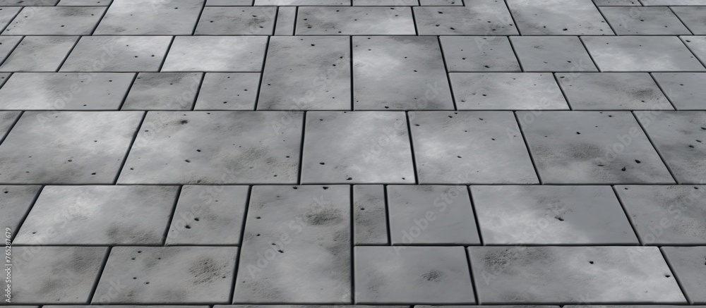 Poster an up-close view of a paved walkway made of bricks with a backdrop of the sky