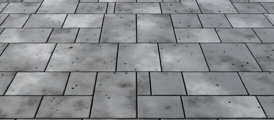 An up-close view of a paved walkway made of bricks with a backdrop of the sky