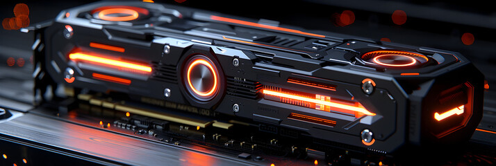 close up of an radio,
Concept of a Modern High  End GPU featuring Impressive Performance