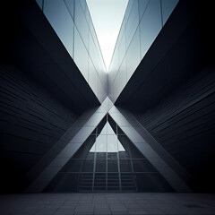 Abstract architecture with sharp lines and angles. 