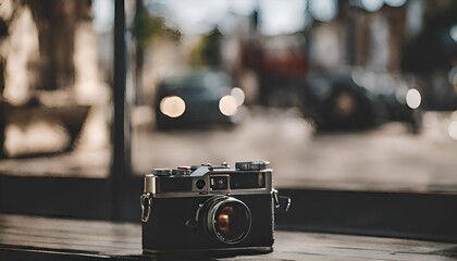 old camera on a table - obrazy, fototapety, plakaty