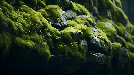 Naklejka na ściany i meble Close-up of mossy stone ruins
