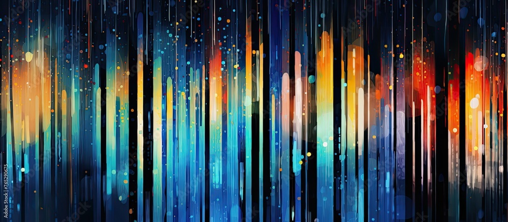 Poster a vibrant striped background featuring a rainbow of colors, with electric blue tints and shades. the