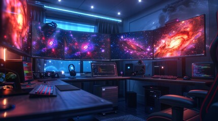 Workspace with galaxy monitors