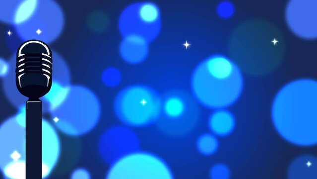 Animated karaoke background with microphone and blur shiny effect. Great for lyric, karaoke or concert templates.