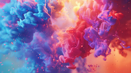 Obraz premium A burst of colorful ink in water resembling a nebula in the depths of space.
