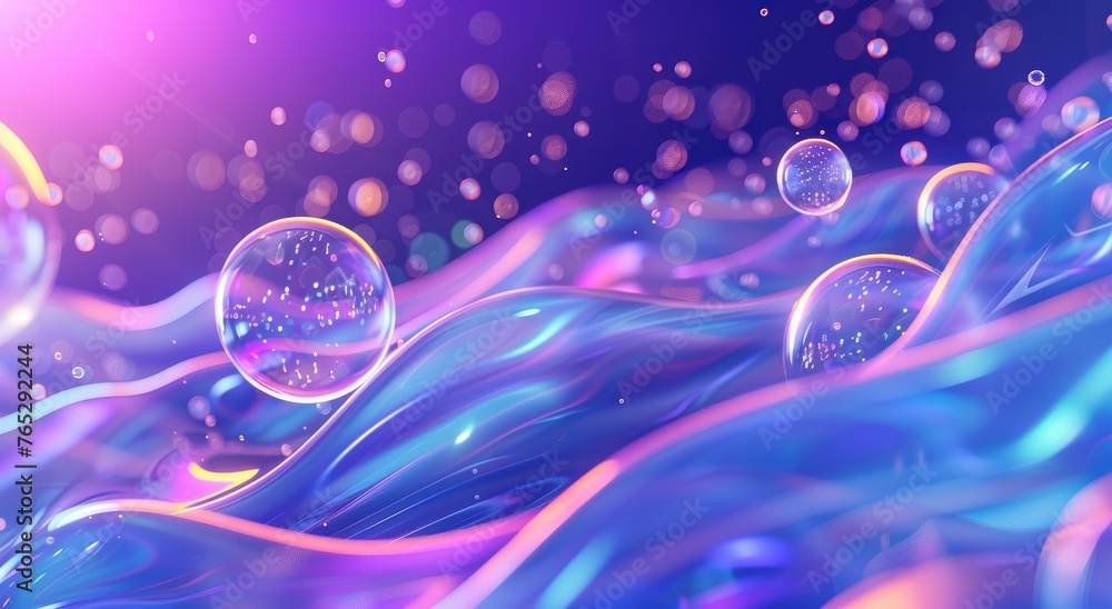 Aufkleber vibrant abstract liquid and bubbles visualization - fluid art representing liquid motion with bubble