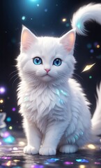 cat in luminescent quantum quillback, its shimmering scales refracting light in a dazzling array of colors