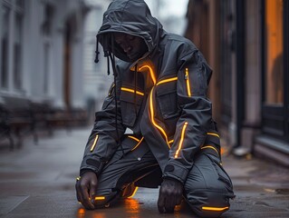 Cyberpunkinspired neon streetwear collection, futuristic urban fashion