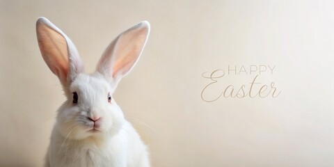 Obraz premium Easter's White Wonder: Bunny Beauty on Pastel Canvas, Easter eggs, holiday, Easter Flowers, Spring, Easter, greeting card, easter, holiday, Easter Bunny