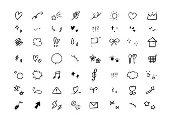 手書き　色々な記号セット　アイコン　 飾り　あしらい