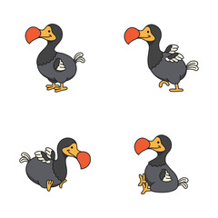 Dodo bird icons set cartoon illustration © YKreatif