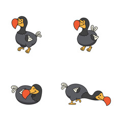 Dodo bird icons set cartoon illustration © YKreatif