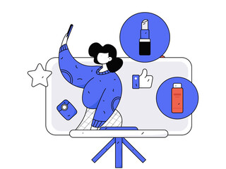 Holiday shopping people doing e-commerce online shopping flat vector concept operation hand drawn illustration
