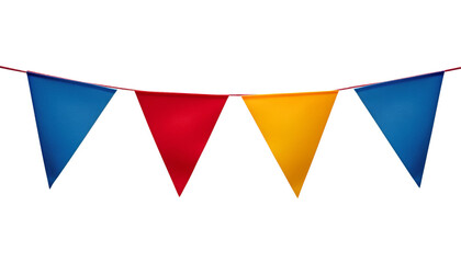blue red yellow party ribbon banner isolated on transparent background cutout