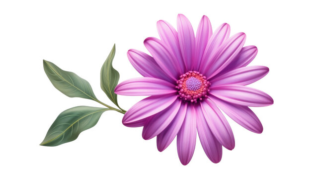 pink flower with leaf isolated on transparent background cutout