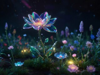 Fototapeta na wymiar crystal flower in fantasy world