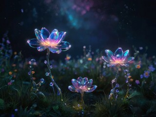 Obraz na płótnie Canvas crystal flower in fantasy world