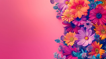 Blooming Vibrance: Floral Accents Colourful Backgrounds - Wallpaper Collection