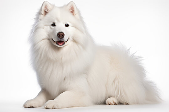 Samoyed isolated on white background.