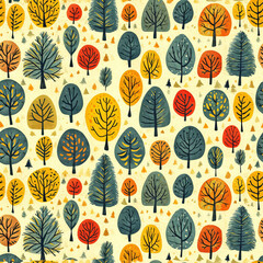 Seamless Autumnal Forest Pattern