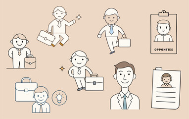 Business People Icons Set Cartoon Vector Illustration
