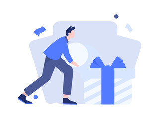 Holiday shopping people doing e-commerce online shopping flat vector concept operation hand drawn illustration
