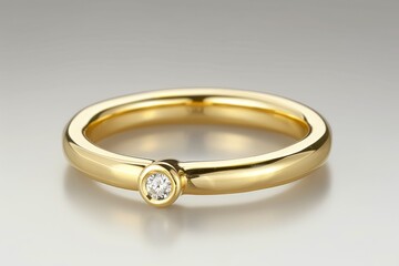 Gold ring with diamond on gray