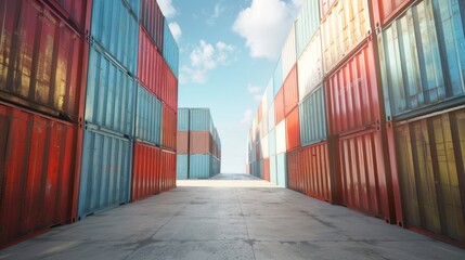 Fototapeta premium Shipping containers, the vessels of modern globalization 