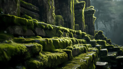 Fototapeta premium Mossy stone closeup texture background