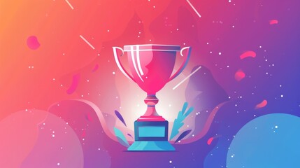 A  trophy illustration and text congratulating the winner  - obrazy, fototapety, plakaty