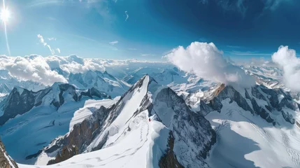  A view from the summit, showcasing a breathtaking 360-degree panorama of snow-covered mountains and glaciers © kamonrat