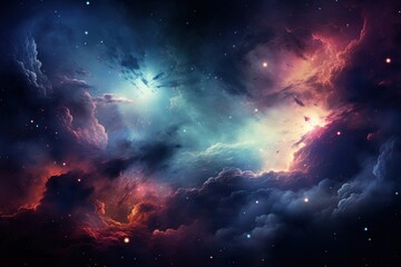 Colorful Space Filled With Clouds and Stars Generative AI - obrazy, fototapety, plakaty